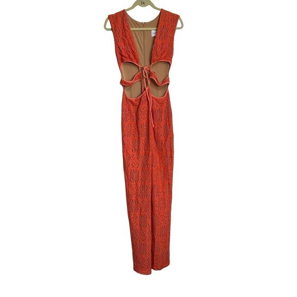 Rumer Dress Womens Small Red Zahra Maxi Crochet Cutout Tie Front Sleeveless NWT - Picture 1 of 12